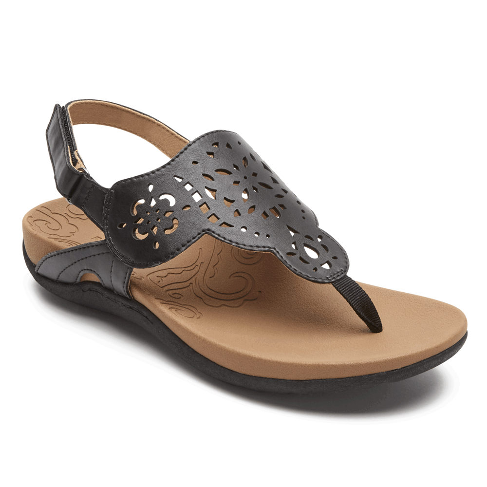 Rockport Womens Ridge Circle Cutout Thong - Sandals Black - OPQ857349